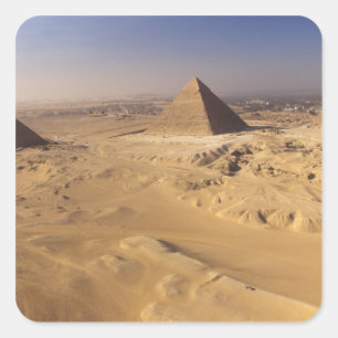 Egypt, Pyramids at Giza, Khafre, Khufu, Menkaure Square Sticker