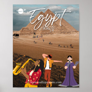 Egypt Pyramids & Music Culture Poster Modern Egy
