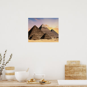 Egypt Pyramids Sphinx Khufu Photo Souvenir Desert Poster