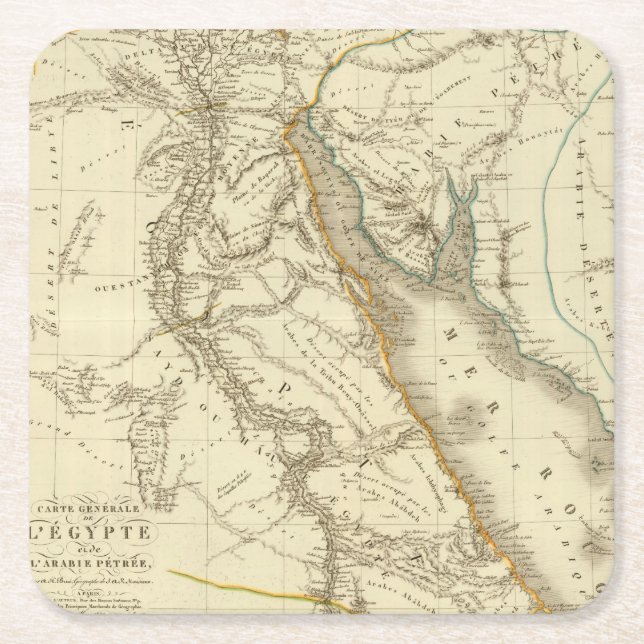 Egypt, Saudi Petree Square Paper Coaster (Front)