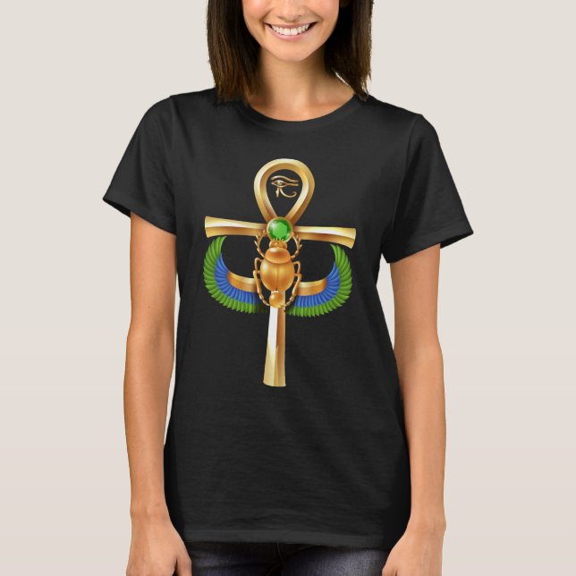 Egypt Scarab Artefact Ankh Horus Eye T-Shirt (Front)