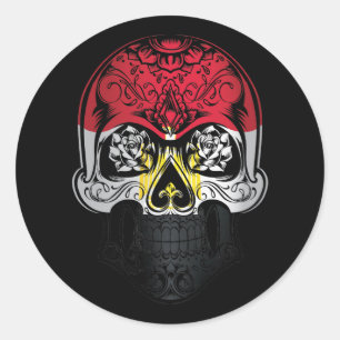 Egypt Skull And Roses Flag Classic Round Sticker