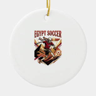 Egypt Soccer Skeleton Striker Nations Premium Spor Ceramic Tree Decoration