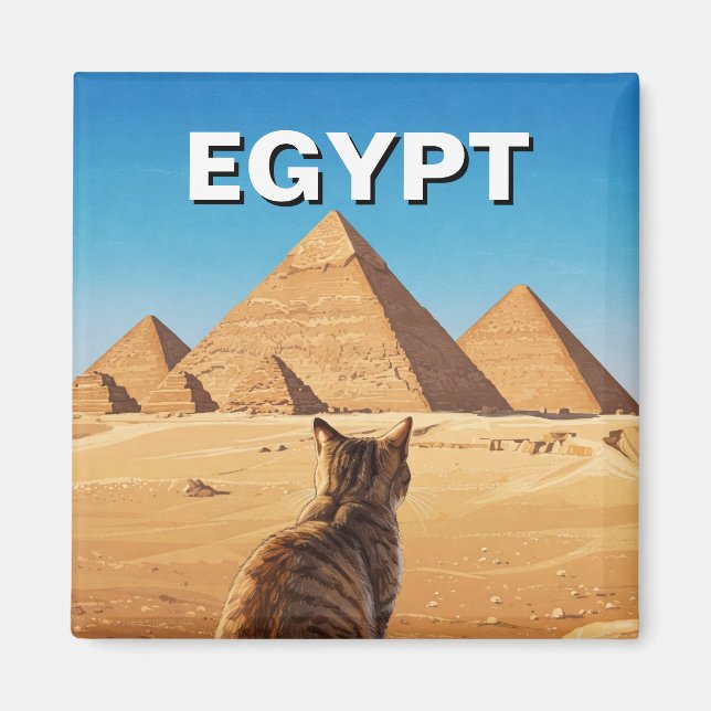 Egypt Sphinx Pyramids of Giza Cat Magnet (Front)