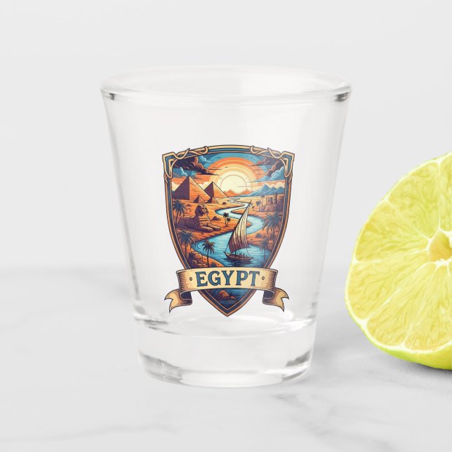 Egypt Sphinx Pyramids of Giza Shot Glass (Front)