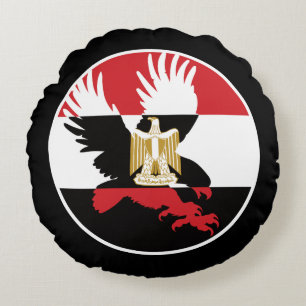 Egypt Steppe Eagle Egyptian National Animal Flag Round Cushion