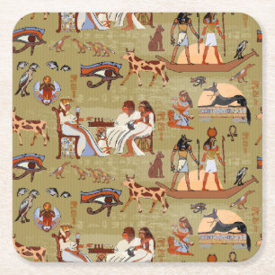 Egypt Symbols Pattern Square Paper Coaster