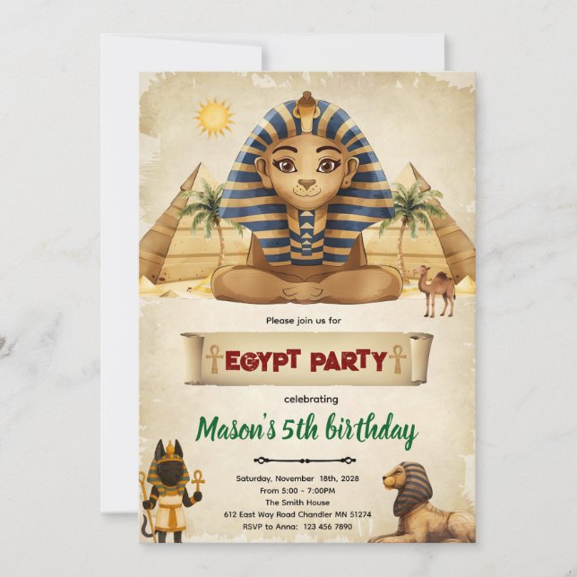 Egypt theme party invitation (Front)