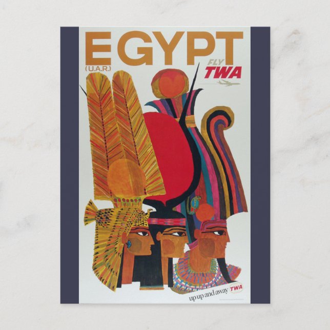 Egypt Vintage Air Travel Ancient Culture Tourism Postcard (Front)