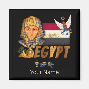 Egypt Vintage Pharaoh Flag And Pyramids Souvenir Magnet