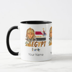 Egypt Vintage Pharaoh Flag And Pyramids Souvenir Mug