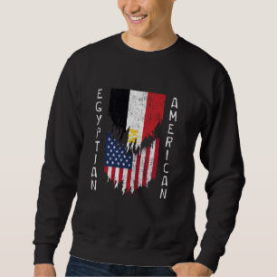 Egyptian American Flags Ripped Torn Egypt Sweatshirt