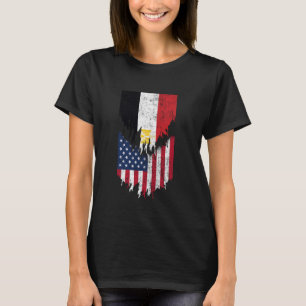 Egyptian American Flags Ripped Torn Egypt T-Shirt