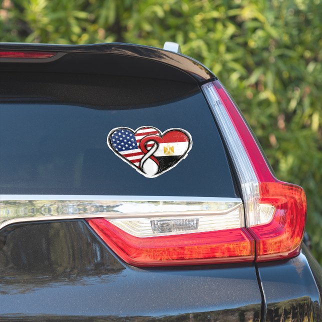 Egyptian American Heart Flags (Car Side)