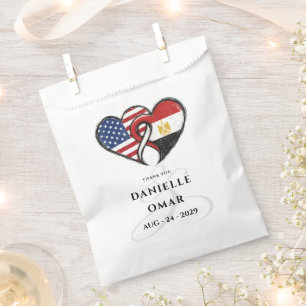 Egyptian American Heart Flags Wedding Welcome Favour Bags