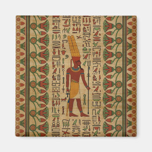 Egyptian Amun Ra - Amun Re Ornament on papyrus Magnet