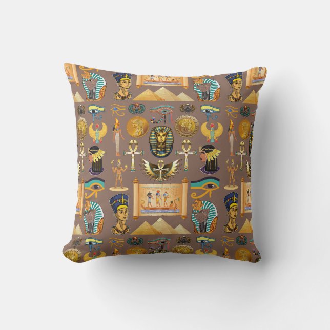 Egyptian Ancient Hieroglyphic Pattern Symbol Cushion (Front)