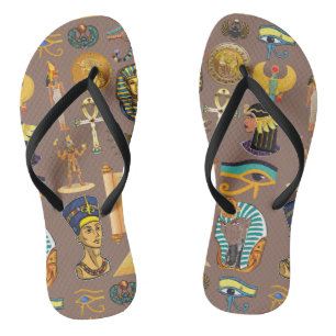 Egyptian Ancient Hieroglyphic Pattern Symbol Jandals