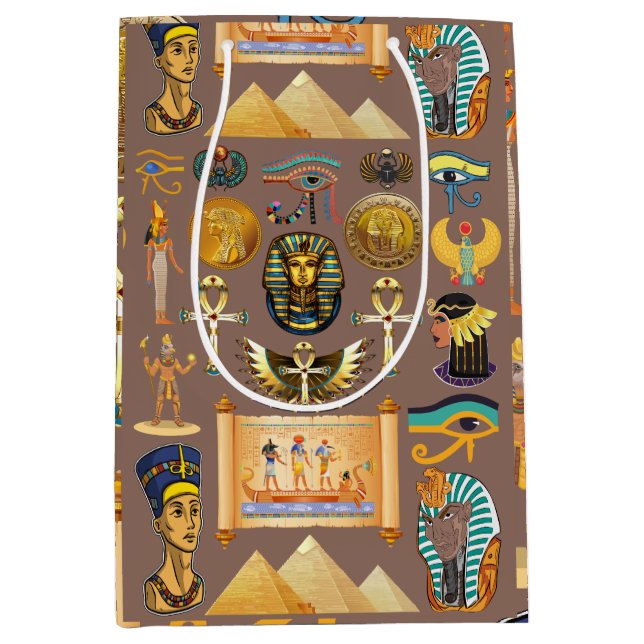 Egyptian Ancient Hieroglyphic Pattern Symbol Medium Gift Bag (Front)