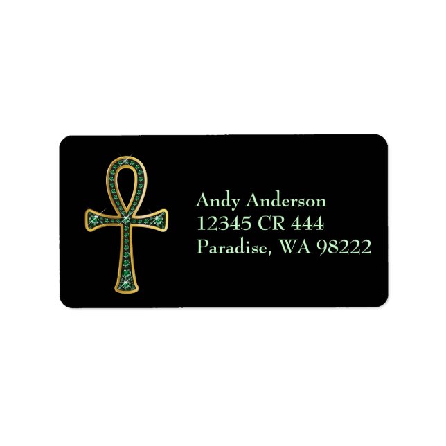 Egyptian Anhk with Emeralds Label (Front)