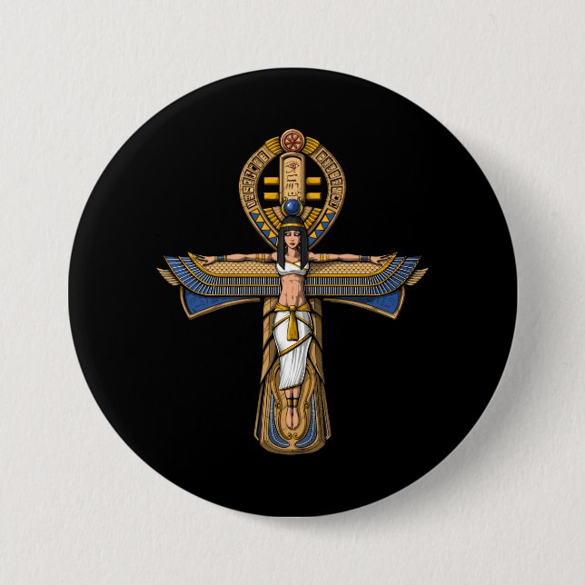 Egyptian Ankh 7.5 Cm Round Badge (Front)