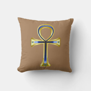Egyptian Ankh And Scarabs Cushion