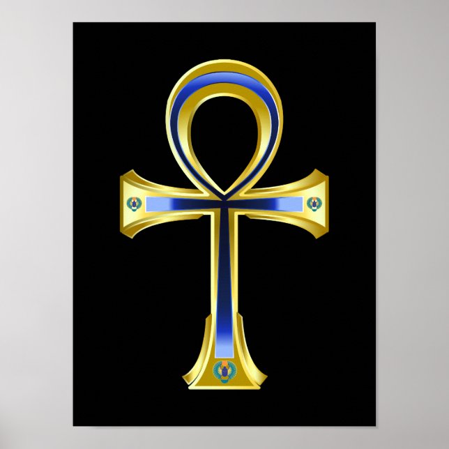 Egyptian Ankh And Scarabs Poster (Front)