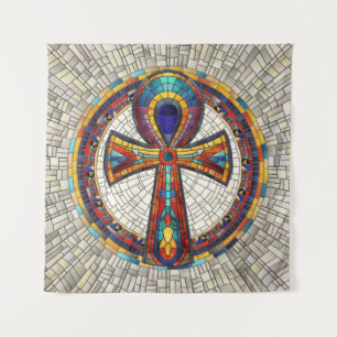 Egyptian Ankh Cross -Mosaic Art Tapestry