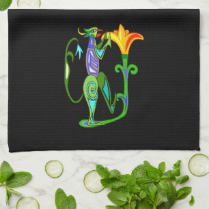 Egyptian Art With Lotus Flower Kitchen Towel
