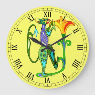 Egyptian Art With Lotus Flower Roman Numeral Clock