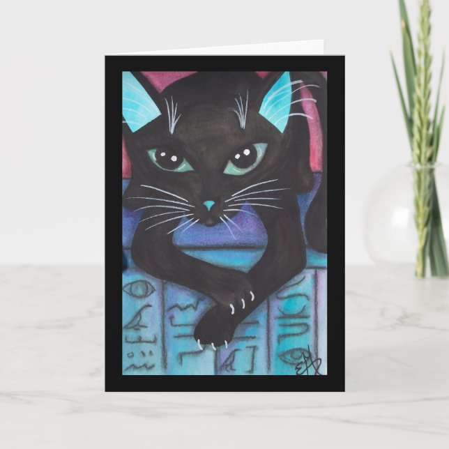 Egyptian Bast Black Cat Card (Front)