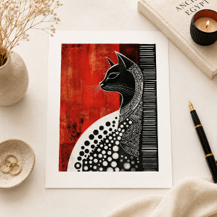 Egyptian Bastet Black Cat Art Vintage Gothic Postcard