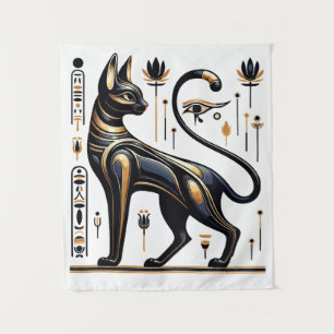  Egyptian Bastet Cat - Mystical Golden Art Tapestry