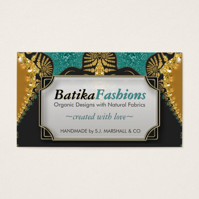 Egyptian Batik Fusion Fashion Business Cards (Front)