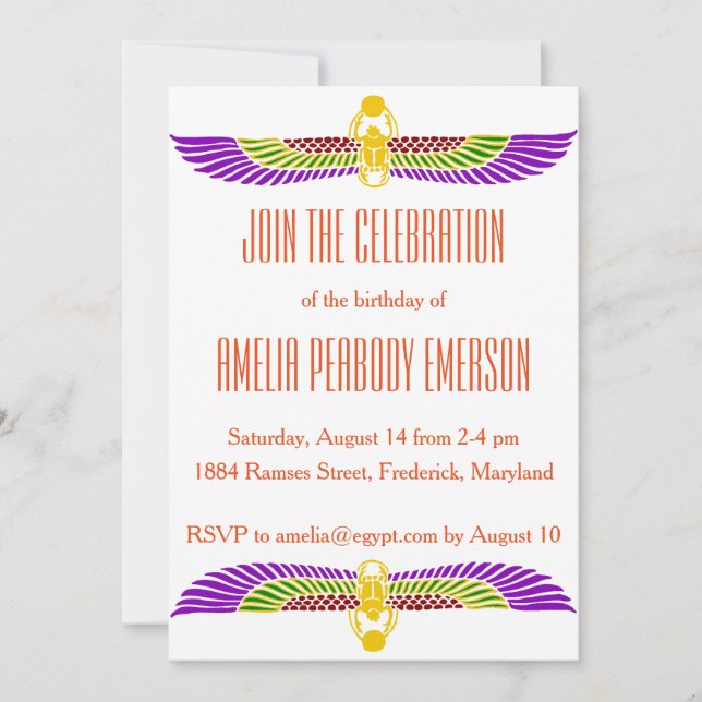 Egyptian Birthday Party Invitation (Front)