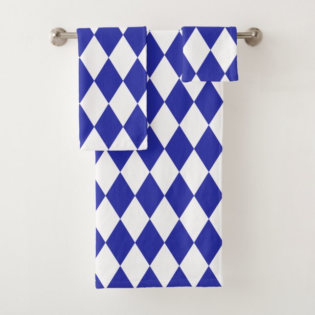 Egyptian Blue Harlequin Bath Towel Set (Insitu)