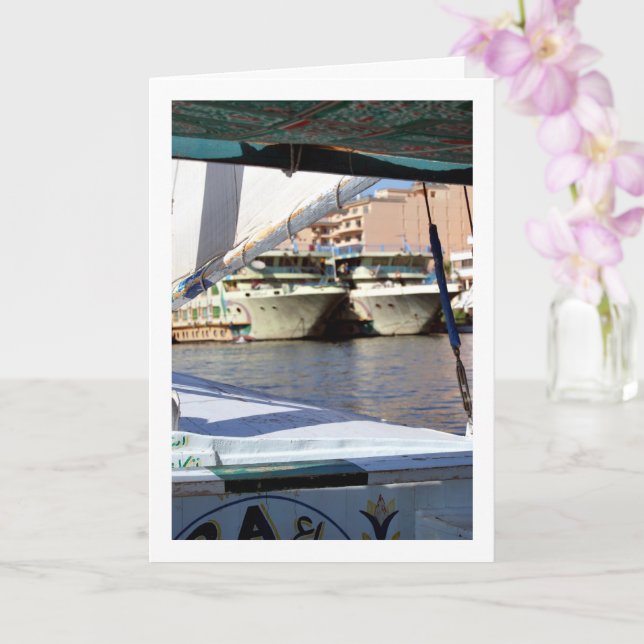 Egyptian Boats on the River Nile, Luxor Card (Orchid)
