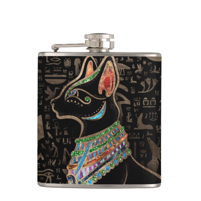 Egyptian Cat - Bastet Hip Flask (Front)