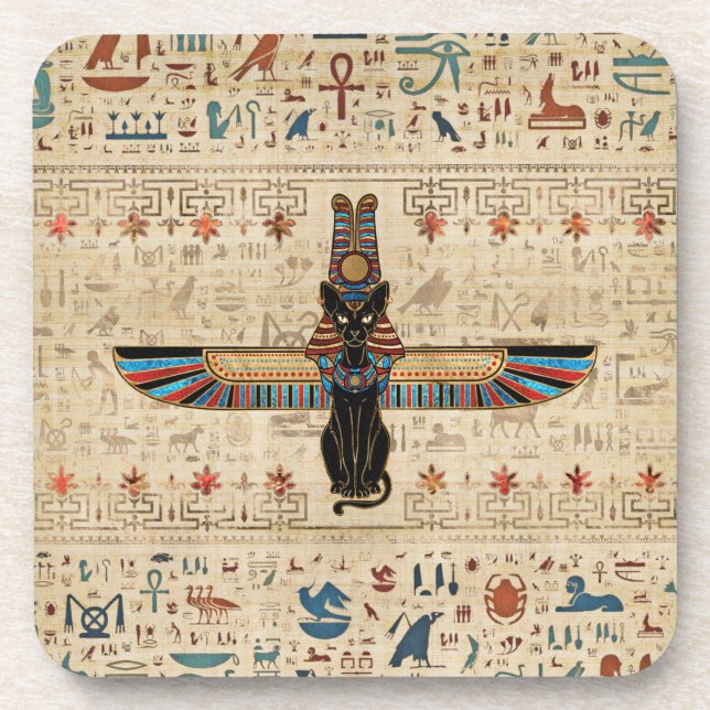 Egyptian Cat - Bastet on papyrus Coaster (Front)