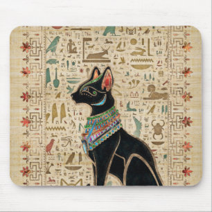 Egyptian Cat - Bastet on papyrus Mouse Pad