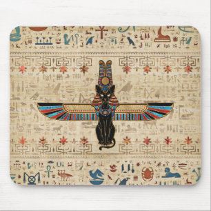 Egyptian Cat - Bastet on papyrus Mouse Pad