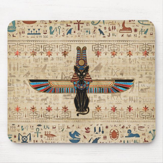 Egyptian Cat - Bastet on papyrus Mouse Pad (Front)