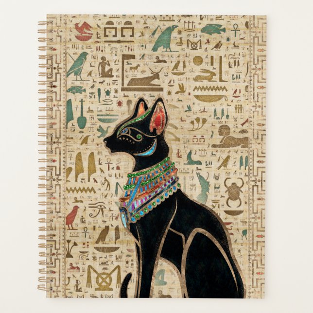 Egyptian Cat - Bastet on papyrus Planner (Front)