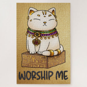 Egyptian Cat God Bastet Worship Me Jigsaw Puzzle