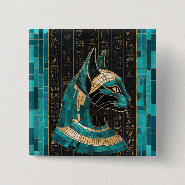Egyptian Cat Goddess Bastet -Mosaic Art 15 Cm Square Badge (Front)