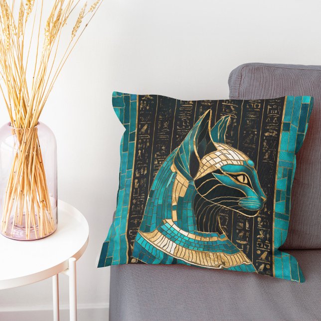 Egyptian Cat Goddess Bastet -Mosaic Art Cushion (Creator Uploaded)