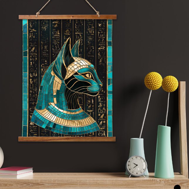 Egyptian Cat Goddess Bastet -Mosaic Art Hanging Tapestry (Creator Uploaded)