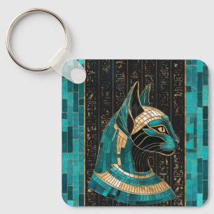 Egyptian Cat Goddess Bastet -Mosaic Art Key Ring