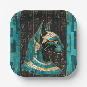 Egyptian Cat Goddess Bastet -Mosaic Art Paper Plate