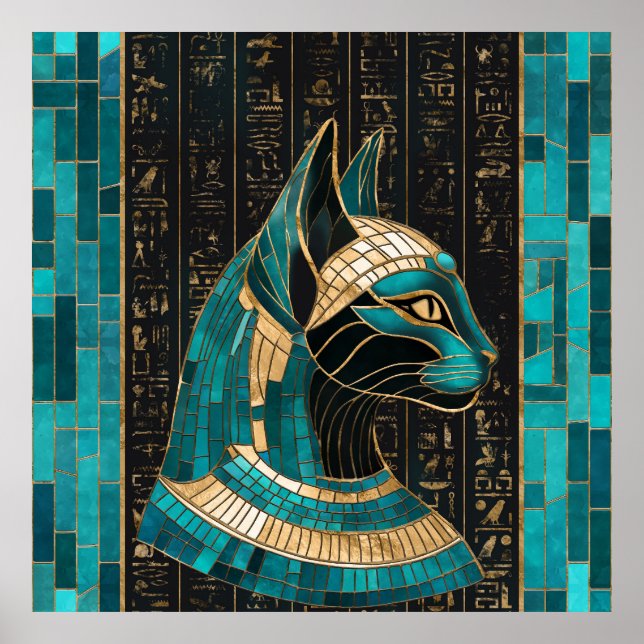 Egyptian Cat Goddess Bastet -Mosaic Art Poster (Front)